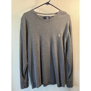 Polo Ralph Lauren Loungewear Shirt Men’s XL Grey Sleepwear Thermal Waffle Knit